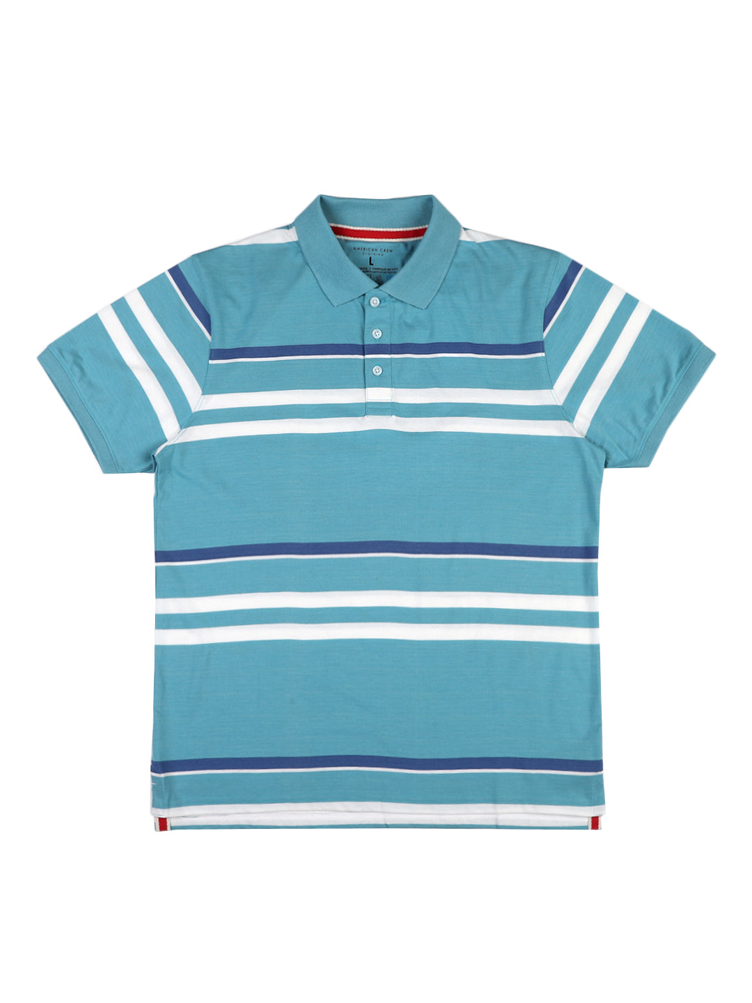 Stripes Polo T-Shirt for Men - Teal, Blue & White