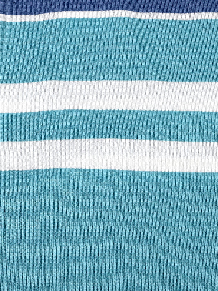 Stripes Polo T-Shirt for Men - Teal, Blue & White