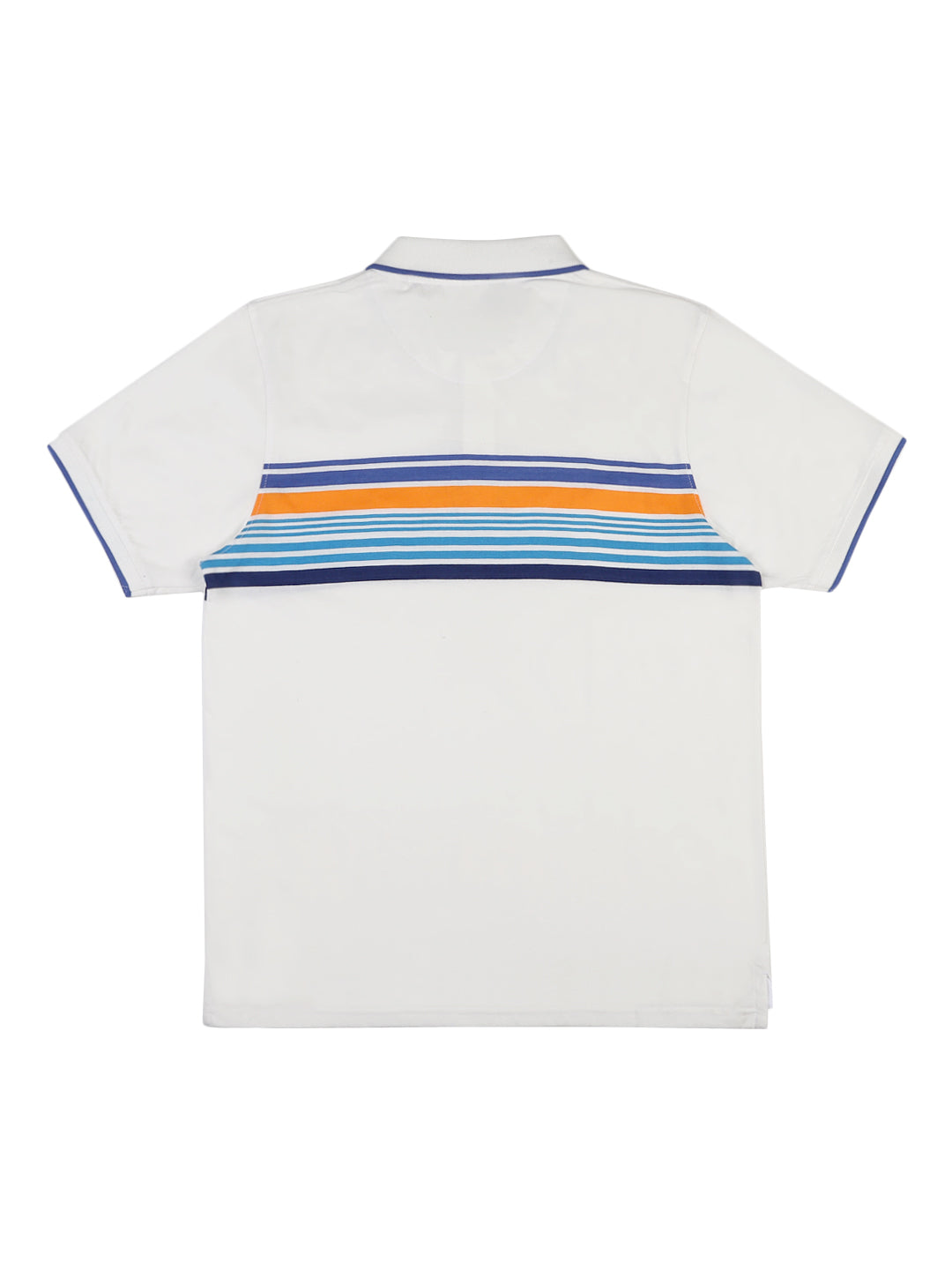 Stripes Polo T-Shirt for Men - White, Blue & Orange