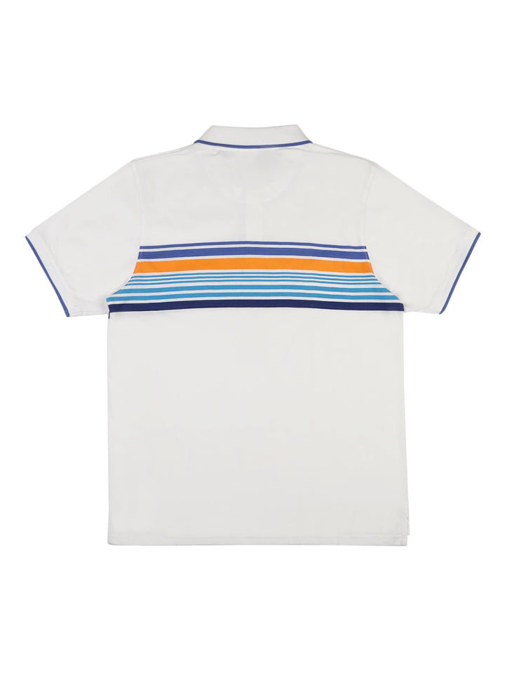 Stripes Polo T-Shirt for Men - White, Blue & Orange