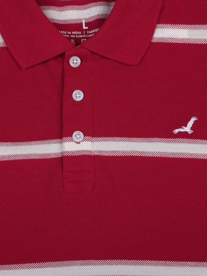 Stripes Polo T-Shirt for Men - Red & White