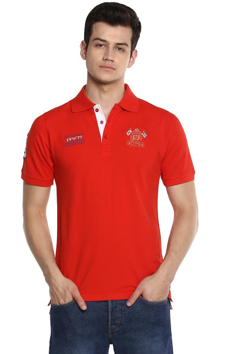 Men's Polo Collar T-Shirt - Fiery Red