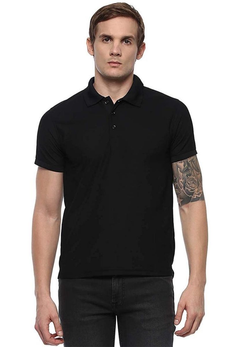 Men's Polo Collar T-Shirt - Black