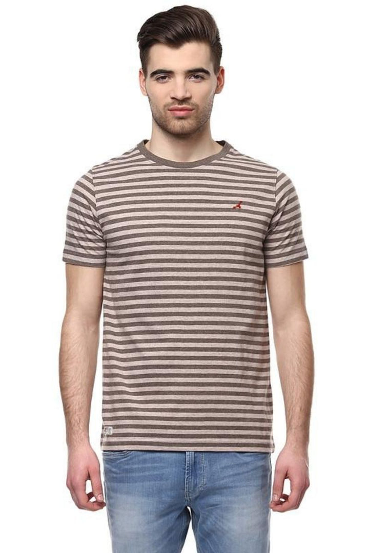 Men's Round Neck T-Shirt - Brown Melange