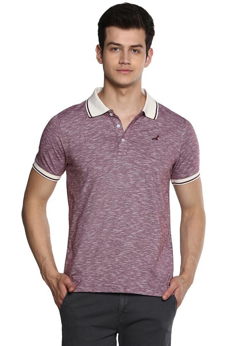 Men's Polo Collar T-Shirt - Purple & White