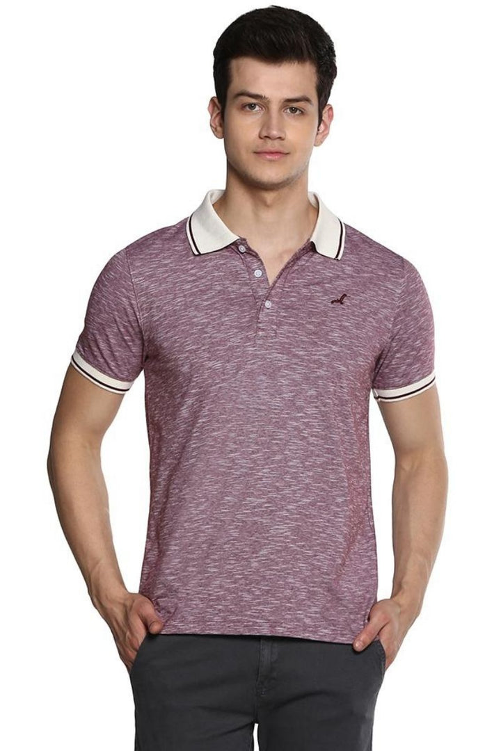 Men's Polo Collar T-Shirt - Purple & White