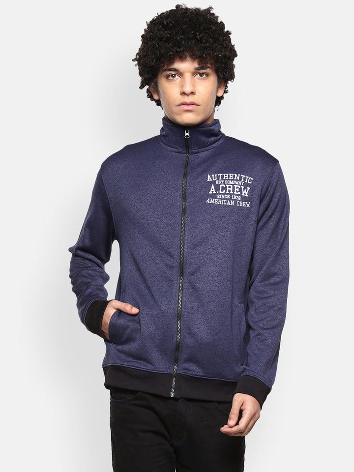 Men's Full Sleeves Winter Jacket - Navy Melange (NO EXCHANGE NO RETURN)