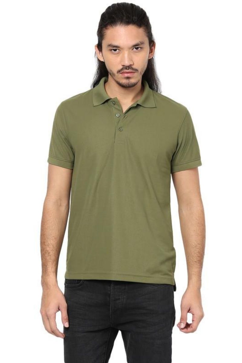 Men's Polo Collar T-Shirt - Moss Green