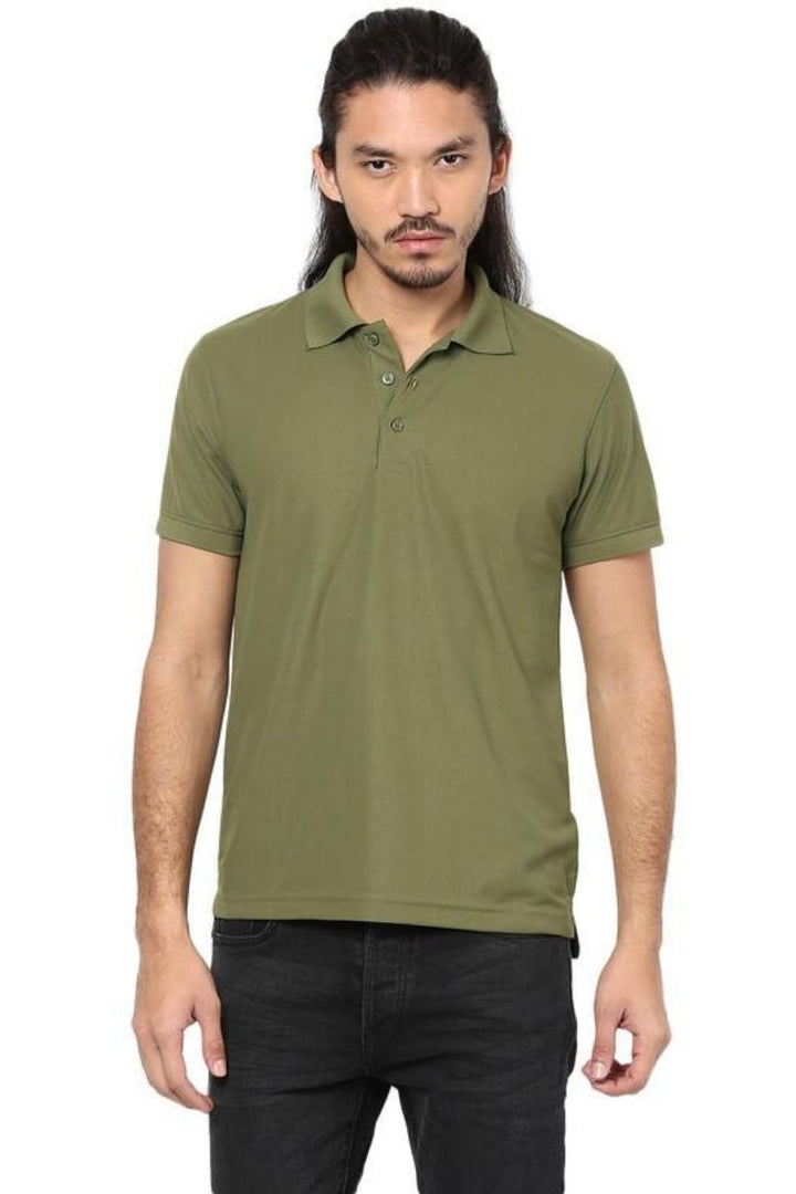 Men's Polo Collar T-Shirt - Moss Green