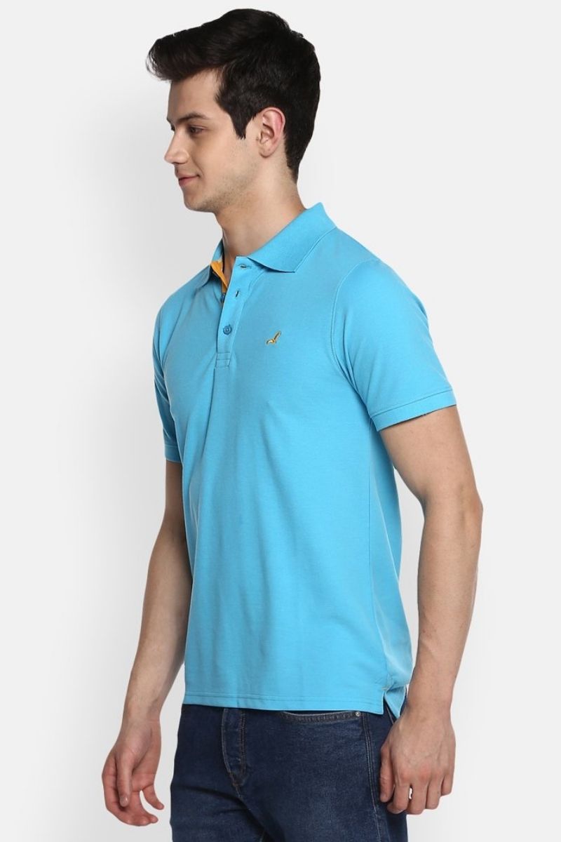 Men's Polo Collar T-Shirt - Aqua Blue