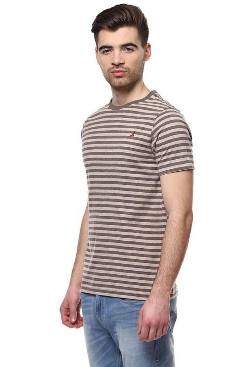 Men's Round Neck T-Shirt - Brown Melange