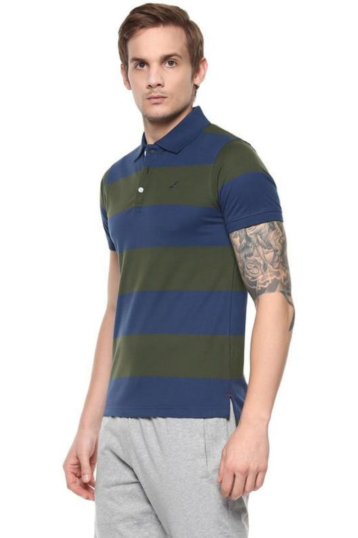 Men's Polo Collar T-Shirt - Blue & Green