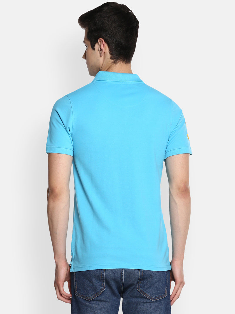 Men's Polo Collar T-Shirt - Aqua Blue