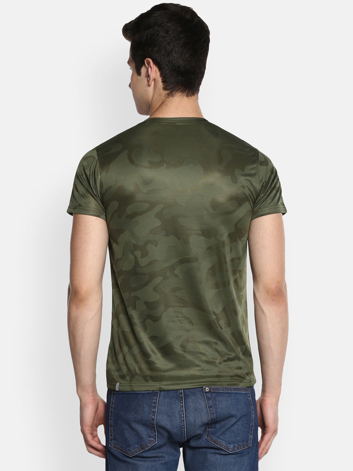 Men's V-Neck Sports T-Shirt - Dark Green