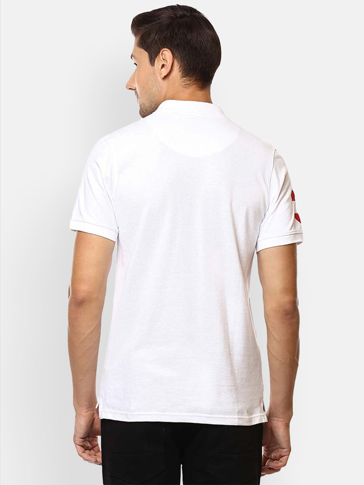 Men's Polo Collar Half Sleeves T-Shirt With Pocket- White