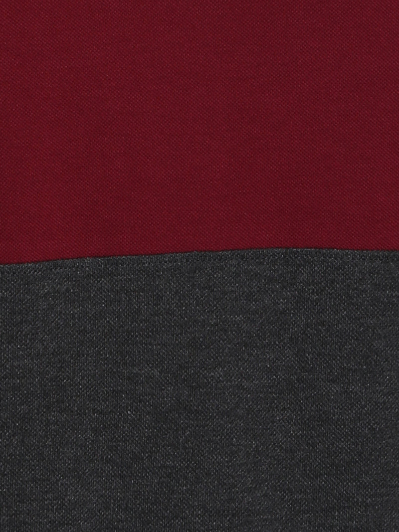 Men's Polo Collar T-Shirt - Burgundy & Charcoal Melange