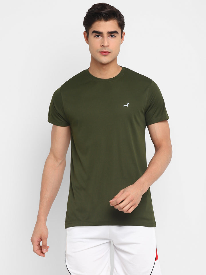 Premium Basics Kooltex Round Neck Sports T-Shirts for Men Pack of 2 - Olive & Navy