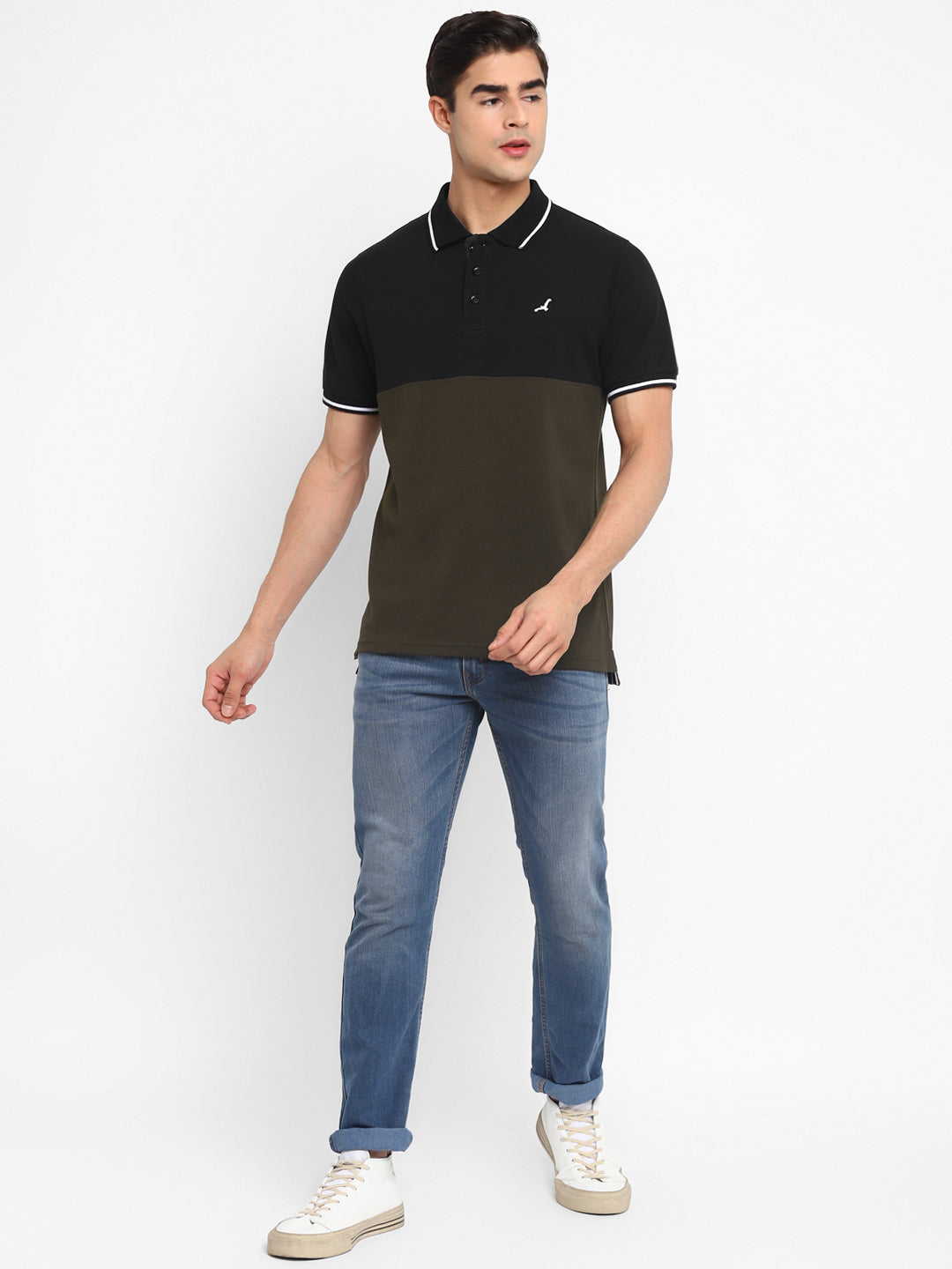 Polo T-Shirt For Men - Black & Dark Olive