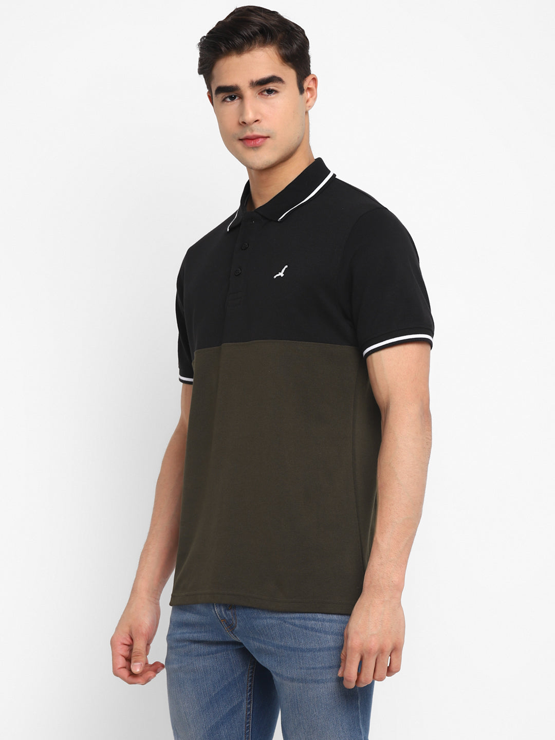 Polo T-Shirt For Men - Black & Dark Olive