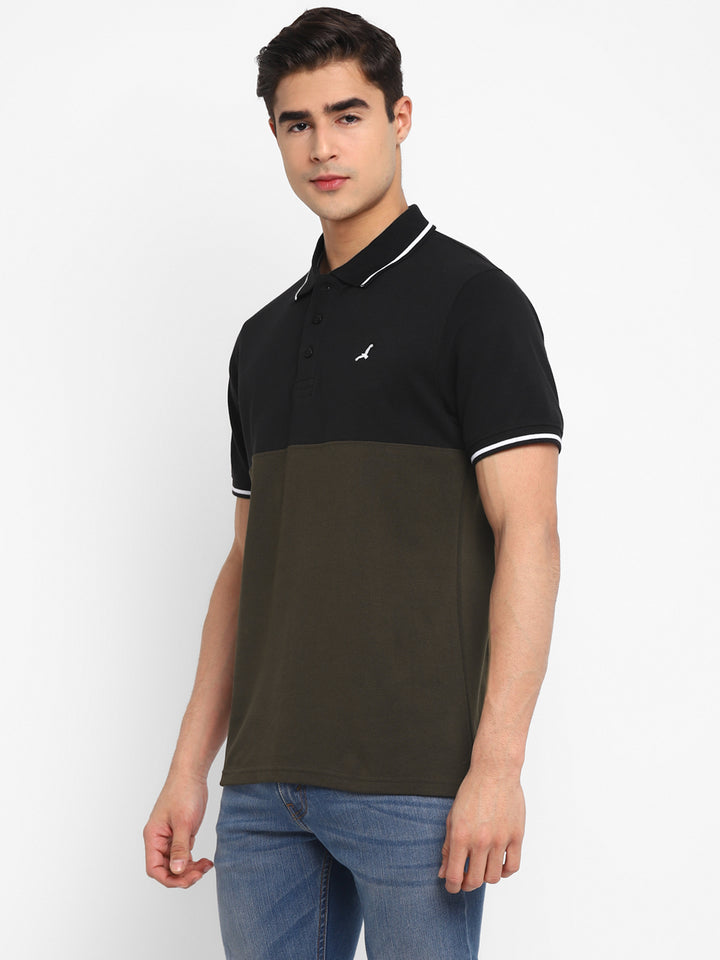 Polo T-Shirt For Men - Black & Dark Olive