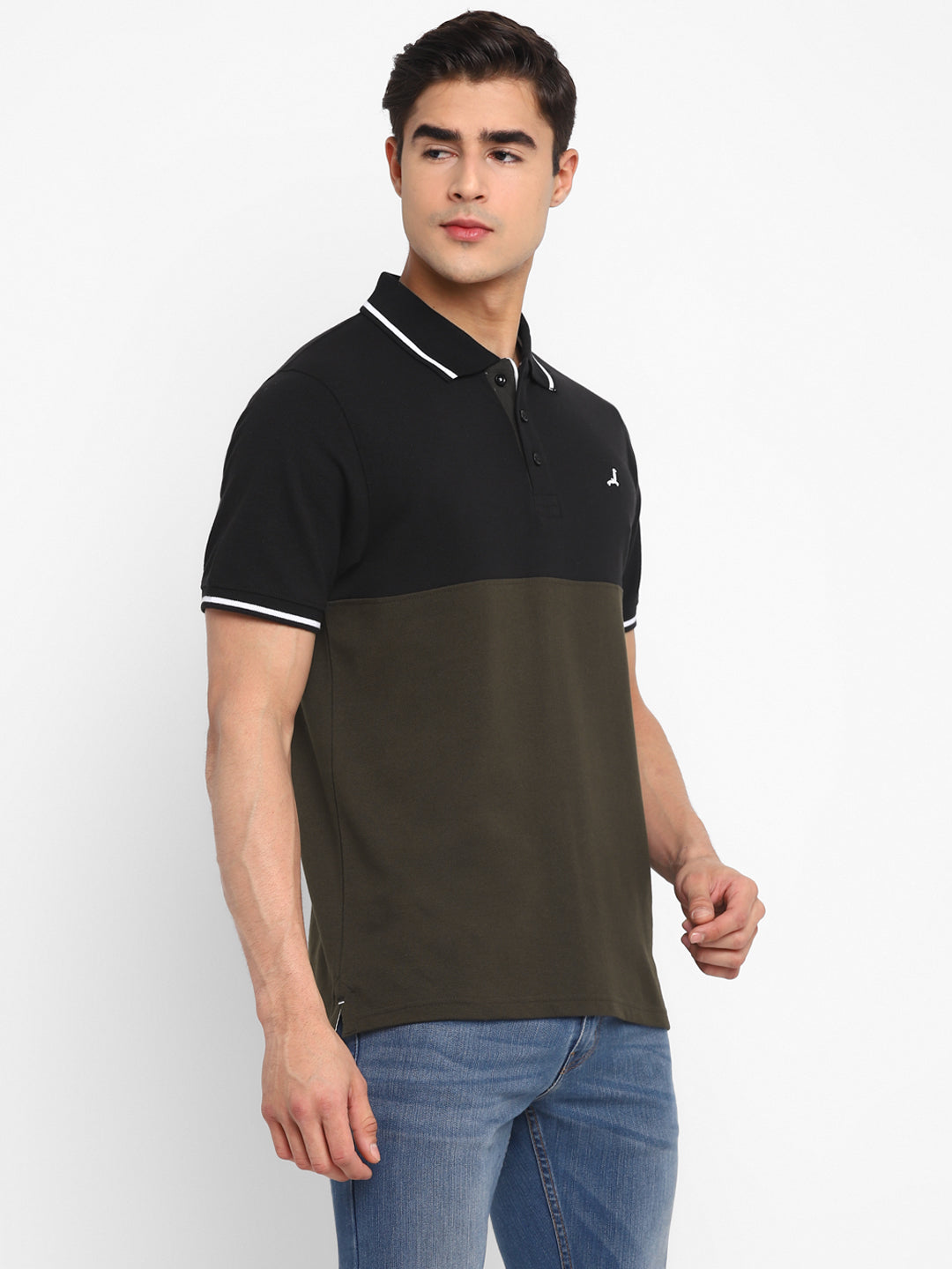 Polo T-Shirt For Men - Black & Dark Olive