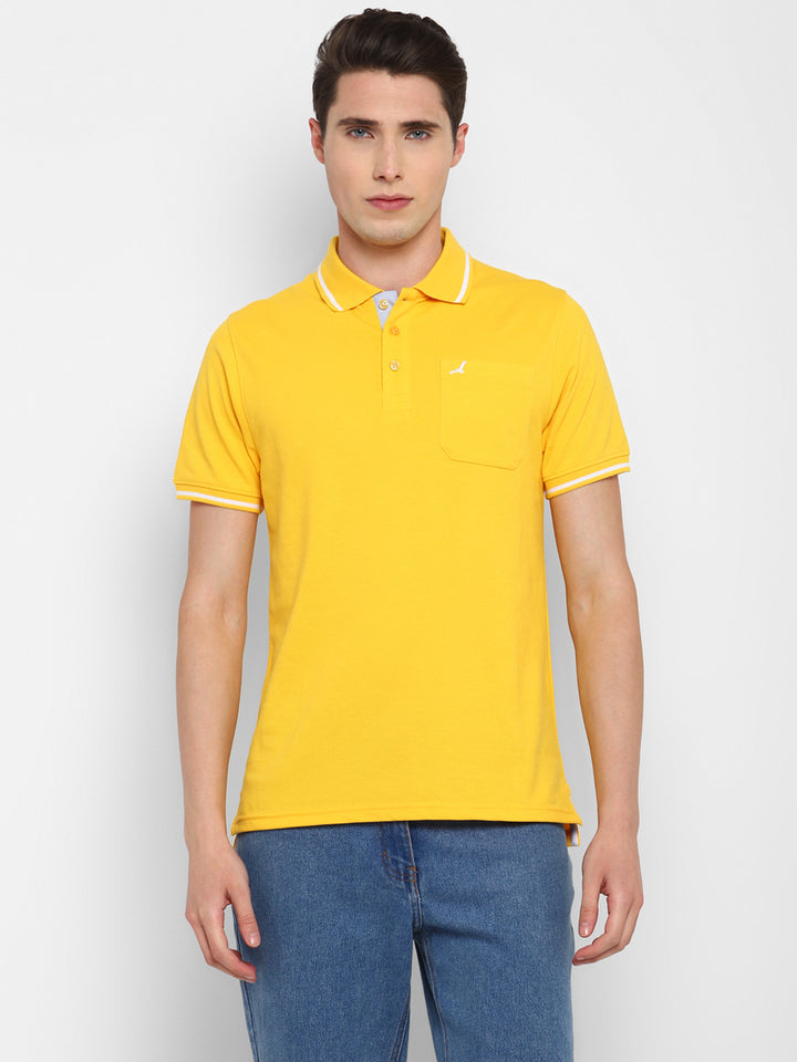 Polo Collar T-Shirt for Men with Pocket - Yellow