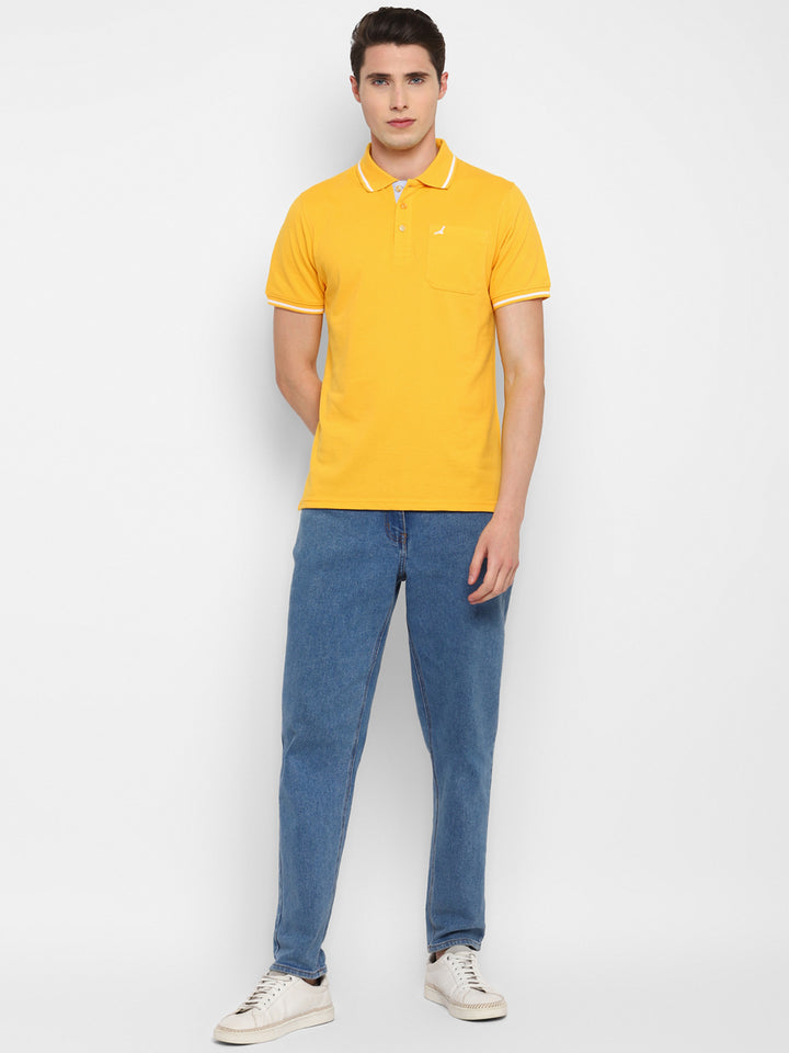 Polo Collar T-Shirt for Men with Pocket - Yellow