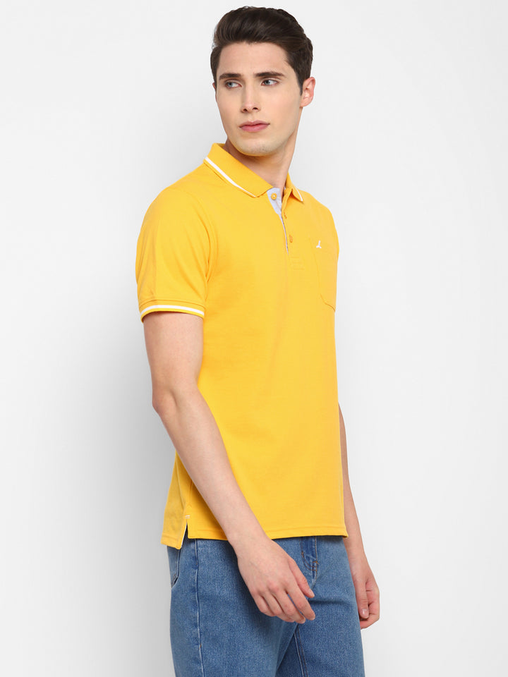 Polo Collar T-Shirt for Men with Pocket - Yellow