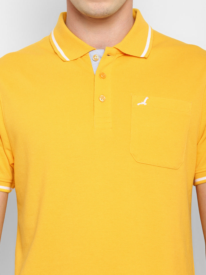 Polo Collar T-Shirt for Men with Pocket - Yellow