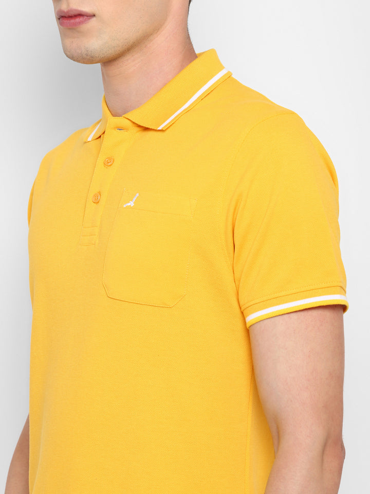 Polo Collar T-Shirt for Men with Pocket - Yellow