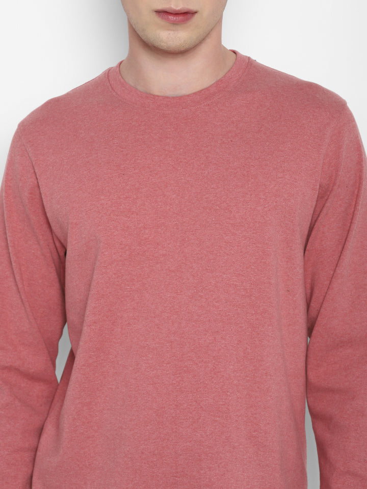 Extra Thick Winter Round Neck Cotton T-Shirt For Men - Red Melange