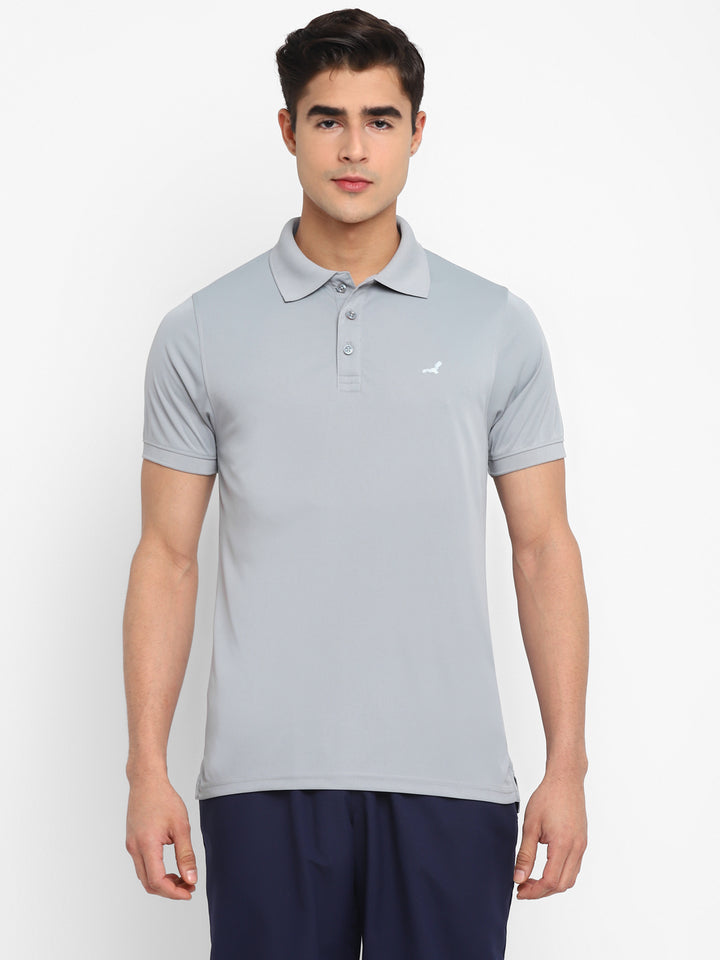 Kooltex Sports Polo T-Shirts For Men with Reflective Details - Light Grey