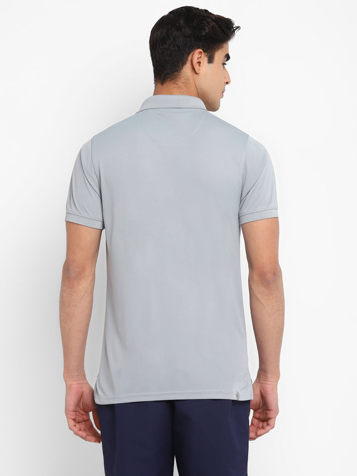 Kooltex Sports Polo T-Shirts For Men with Reflective Details - Light Grey