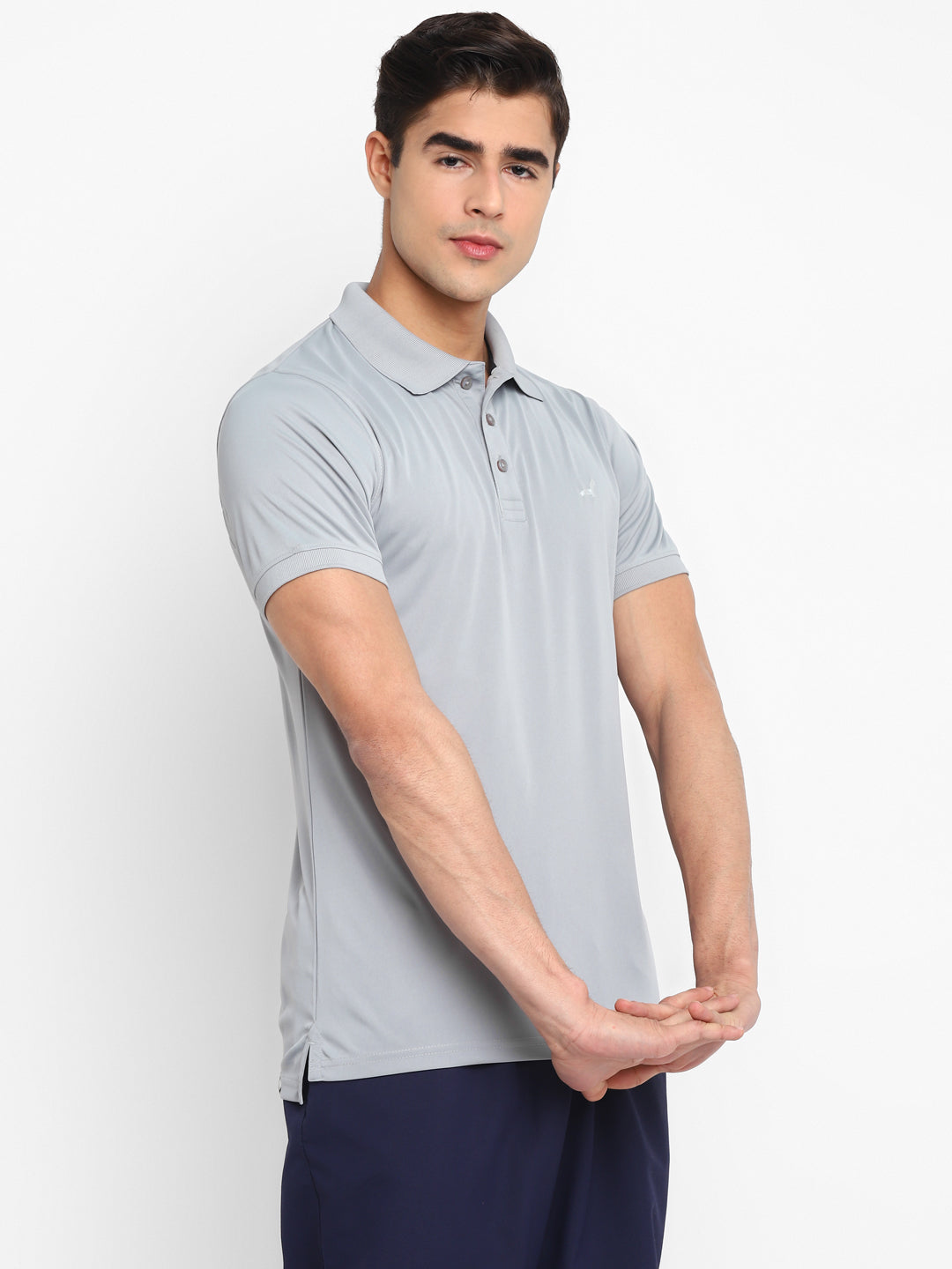 Kooltex Sports Polo T-Shirts For Men with Reflective Details - Light Grey