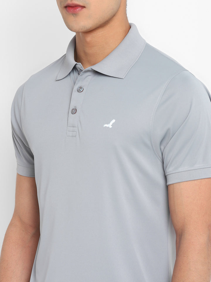 Kooltex Sports Polo T-Shirts For Men with Reflective Details - Light Grey