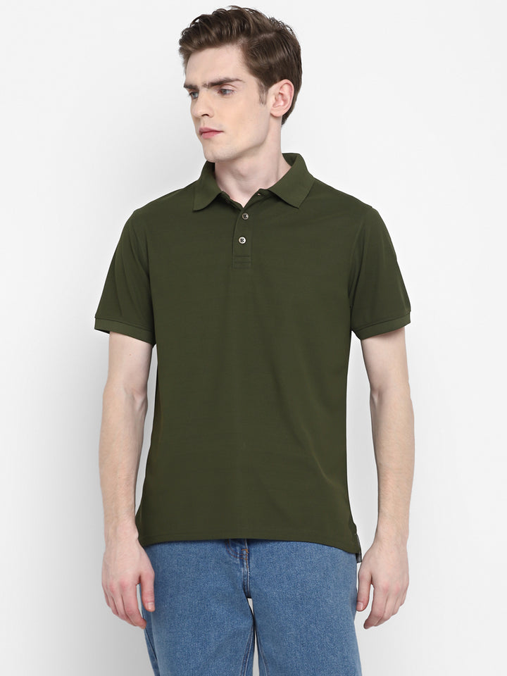 Kooltex Polo T-Shirt For Men - Dark Olive