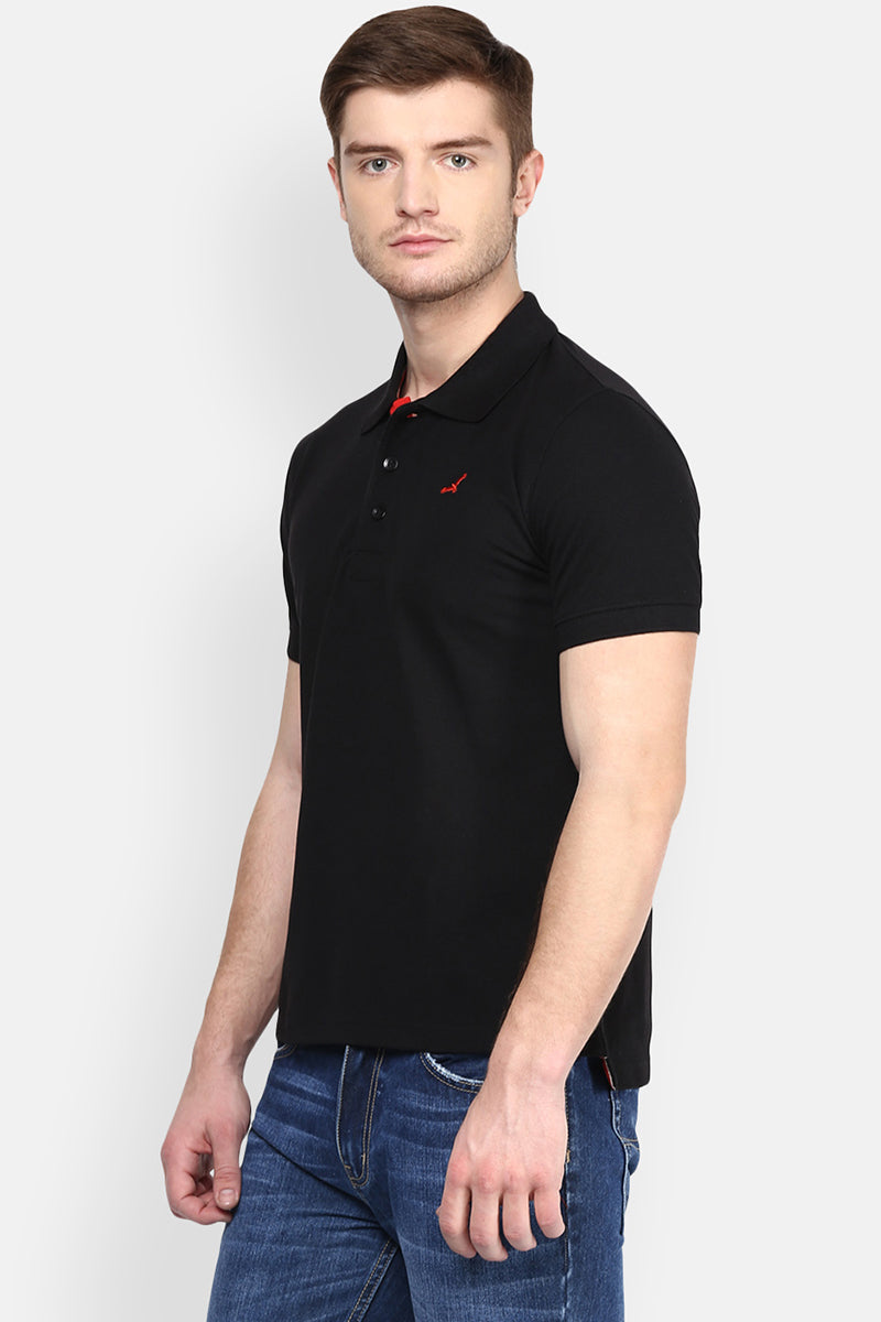 Men's Polo Collar T-Shirt - Black