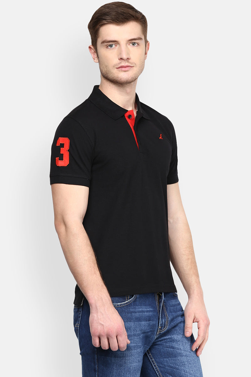 Men's Polo Collar T-Shirt - Black