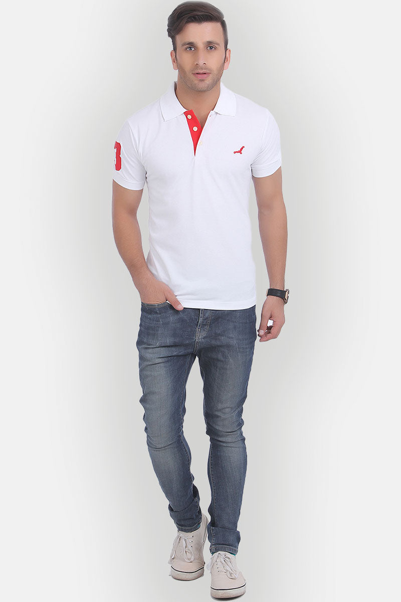 Men's Polo Collar T-Shirt -White