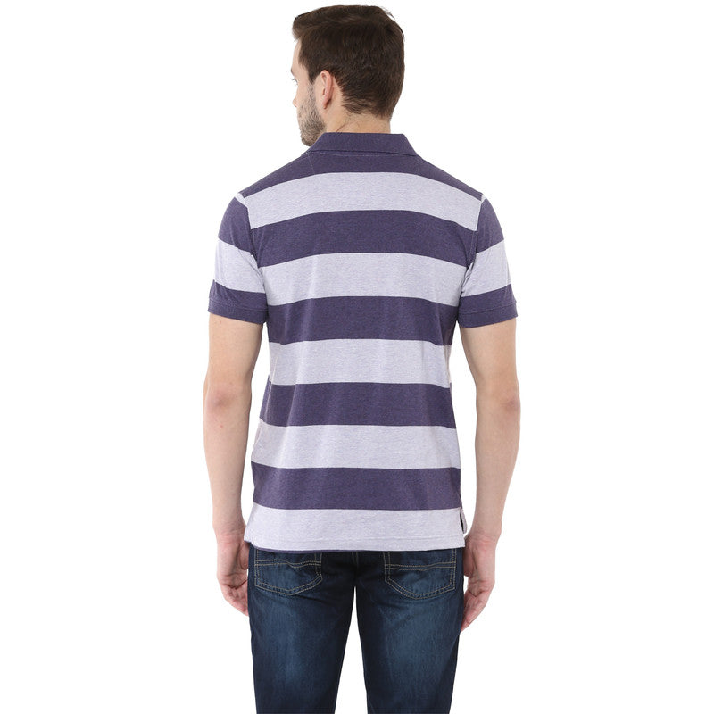 Men's Polo Collar T-Shirt - Grey & Charcoal Melange