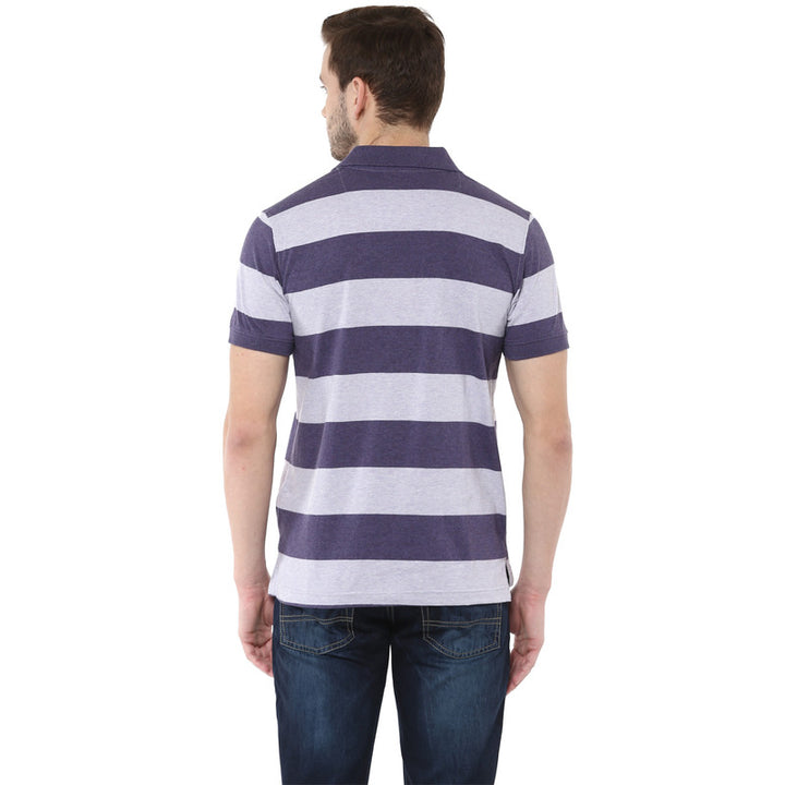 Men's Polo Collar T-Shirt - Grey & Charcoal Melange