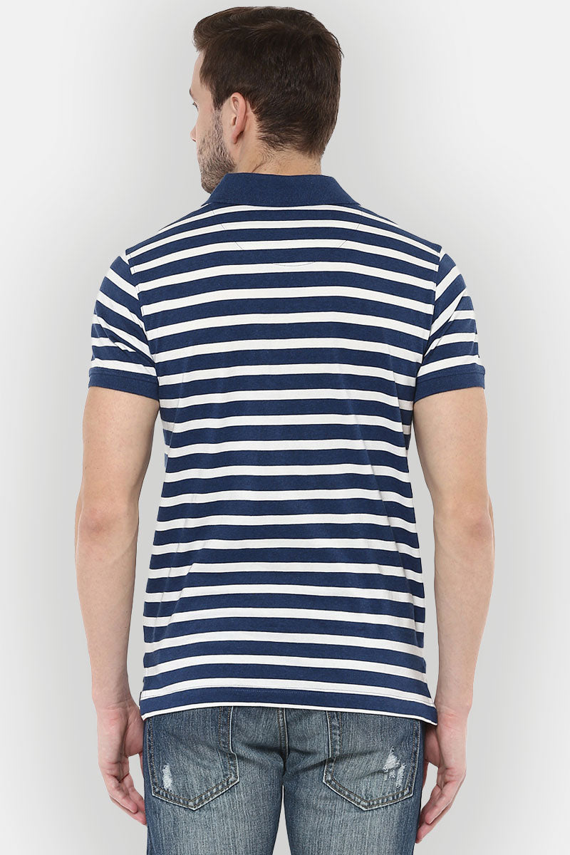 Men's Polo Half Sleeves Striped T Shirt 100% Cotton