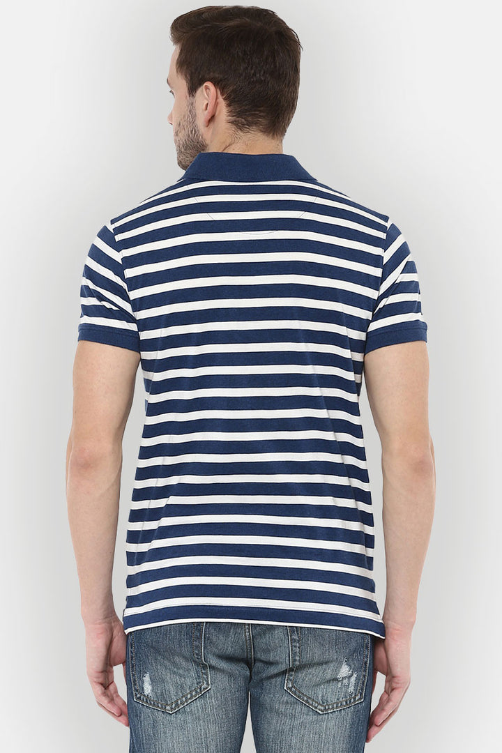 Men's Polo Half Sleeves Striped T Shirt 100% Cotton