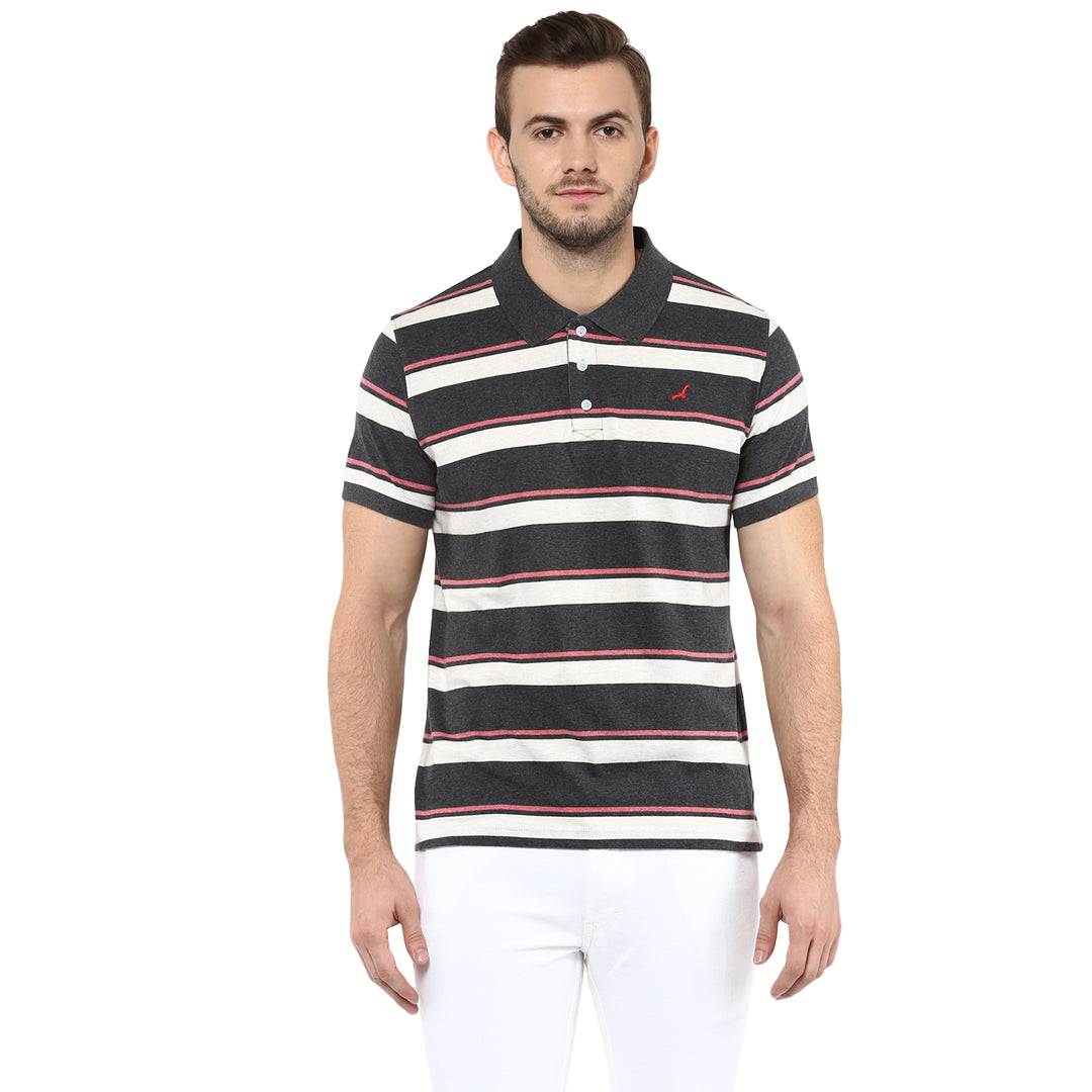 100% Cotton Polo T-Shirt - Stripes (No Exchange No Returns)