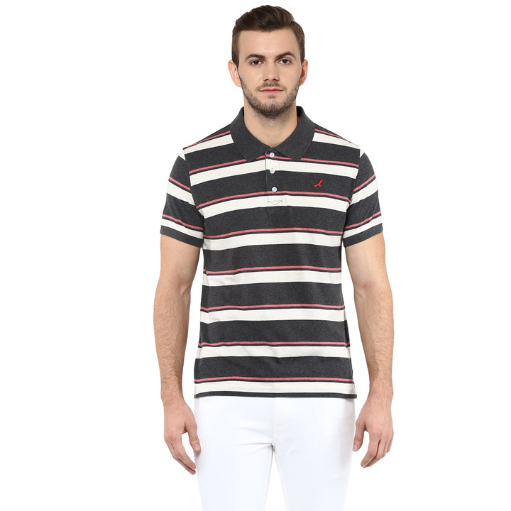 100% Cotton Polo T-Shirt - Stripes (No Exchange No Returns)