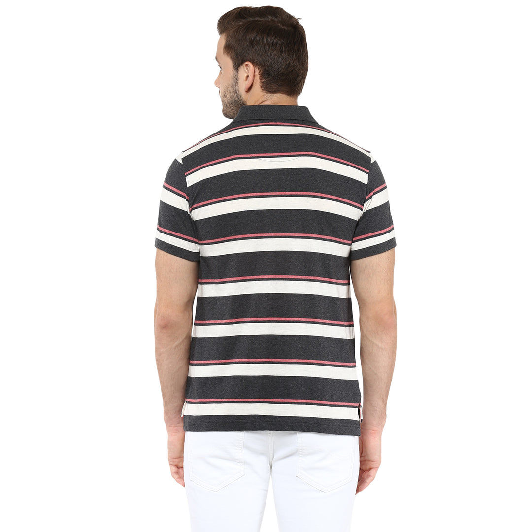 100% Cotton Polo T-Shirt - Stripes (No Exchange No Returns)