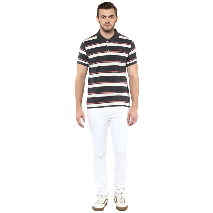 100% Cotton Polo T-Shirt - Stripes (No Exchange No Returns)