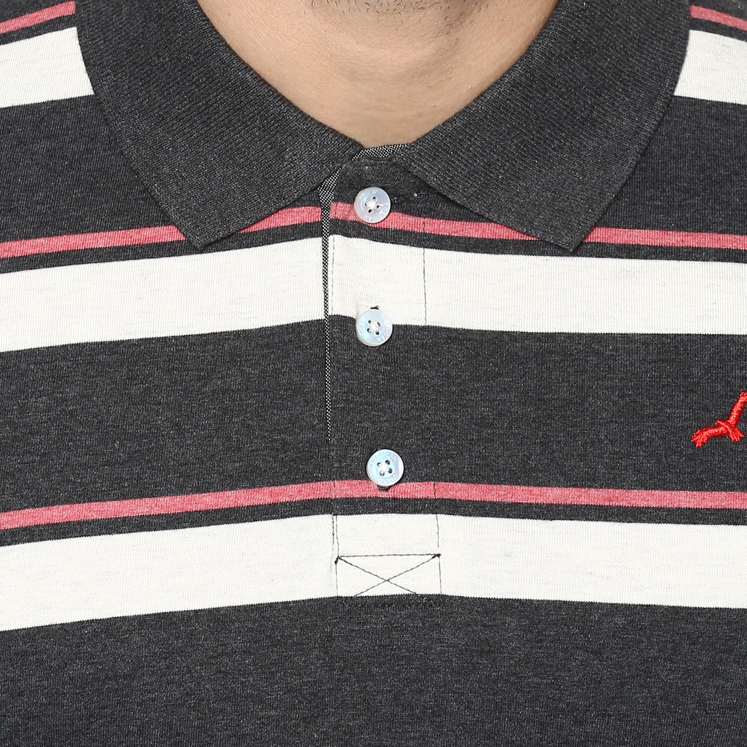 100% Cotton Polo T-Shirt - Stripes (No Exchange No Returns)