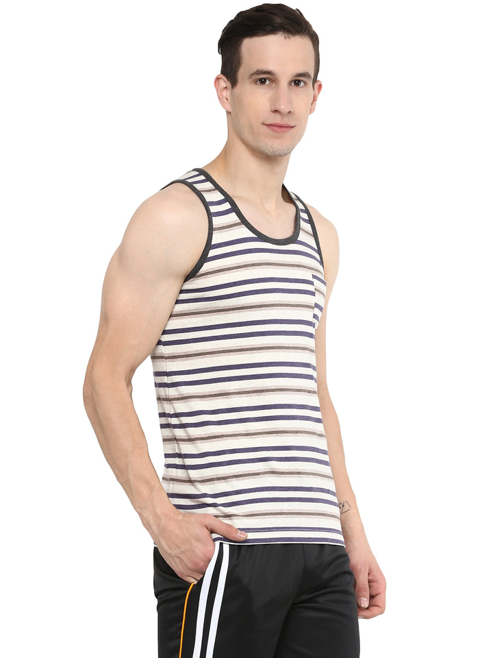 Men's Striped Sports Sleeveless Vest - MultiColor (Clearance - No Exchange No Return)