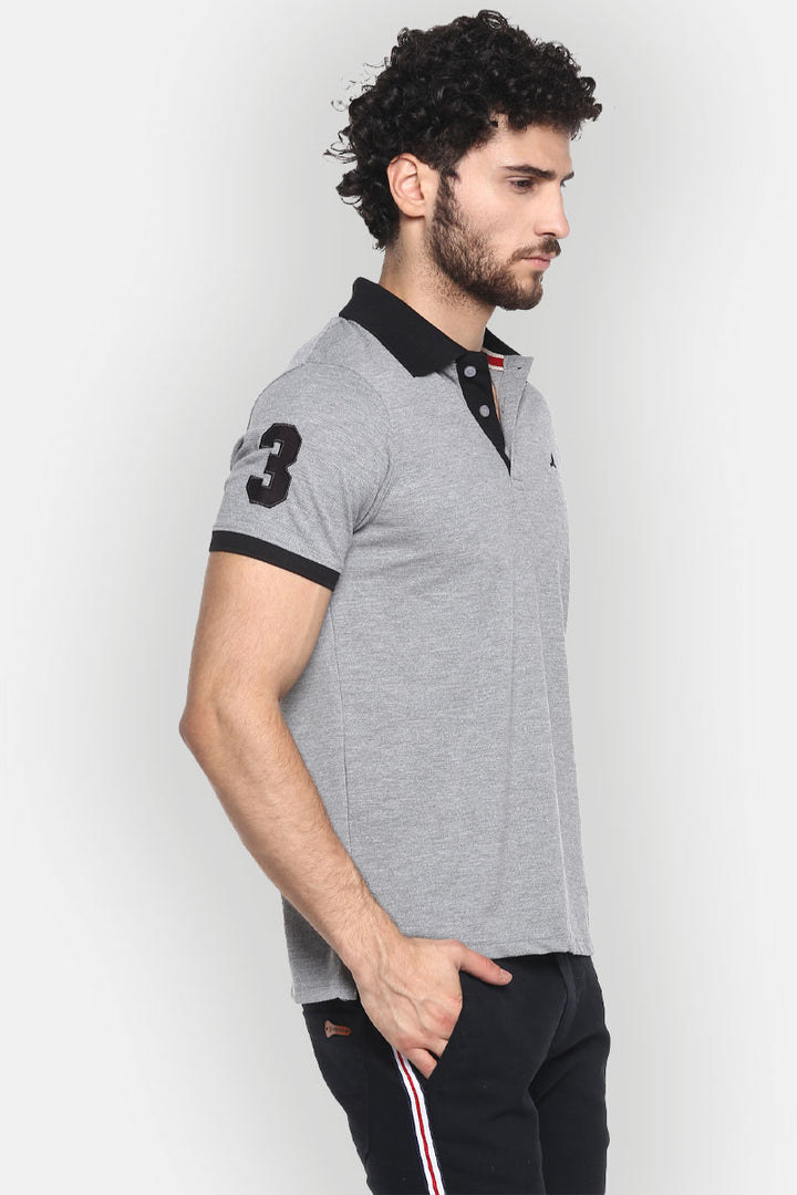 Men's Polo Half Sleeves T-Shirt - Grey Melange
